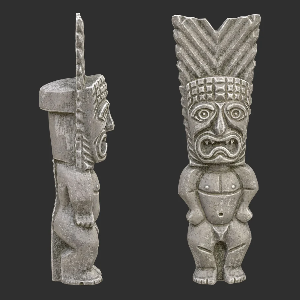 Tiki God Sacred Crown Statue Stone