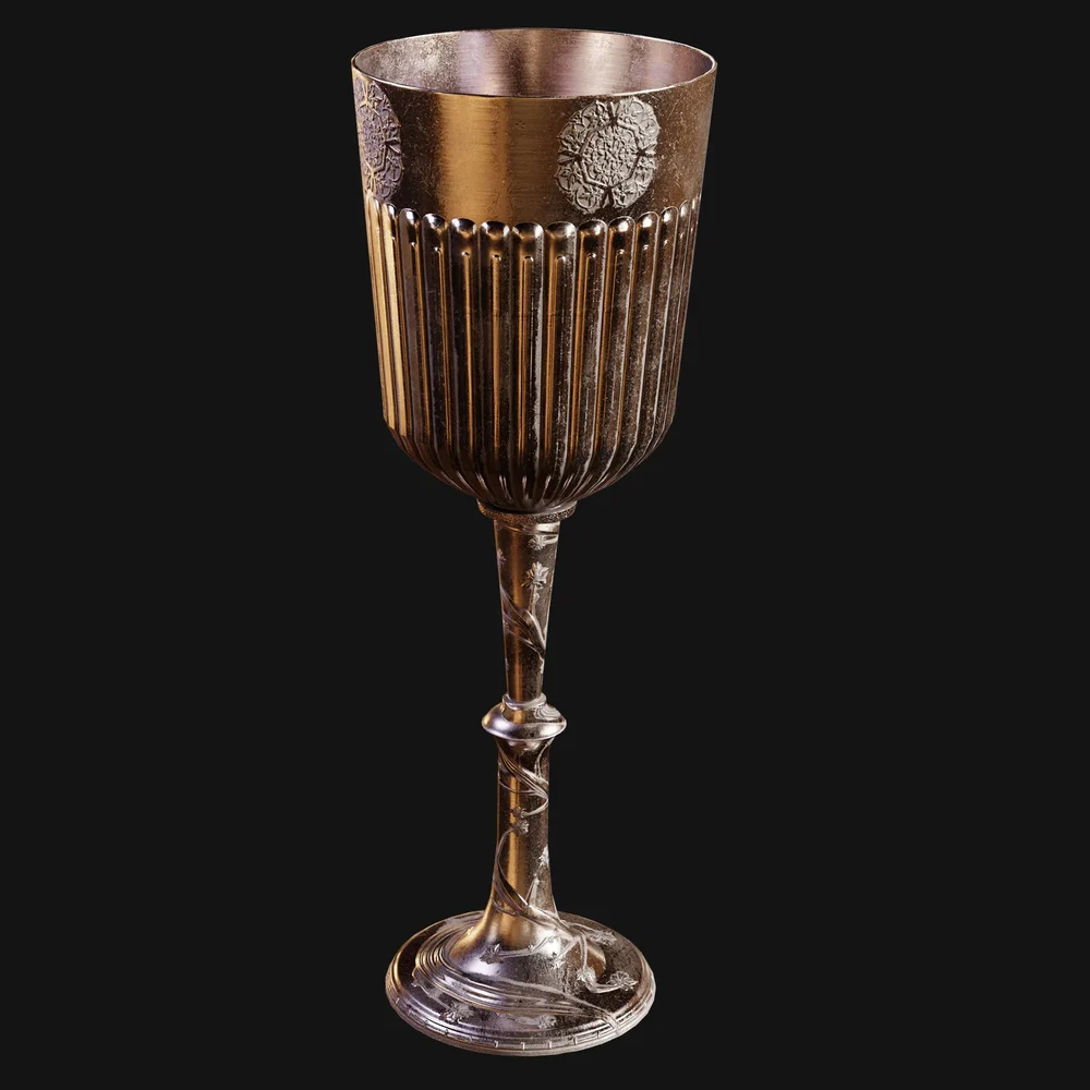 Antique Tall Thin Silver Goblet Ornate