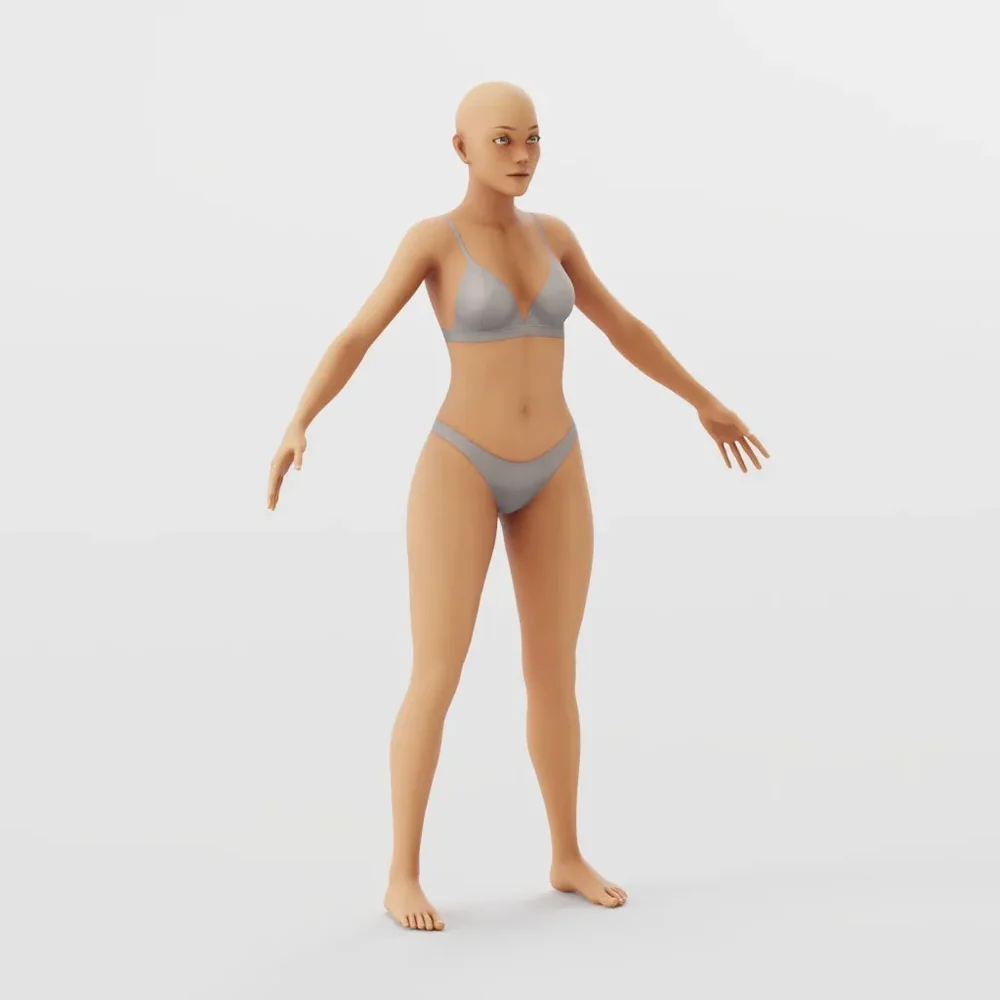 Stylized Female Base Mesh Rigged