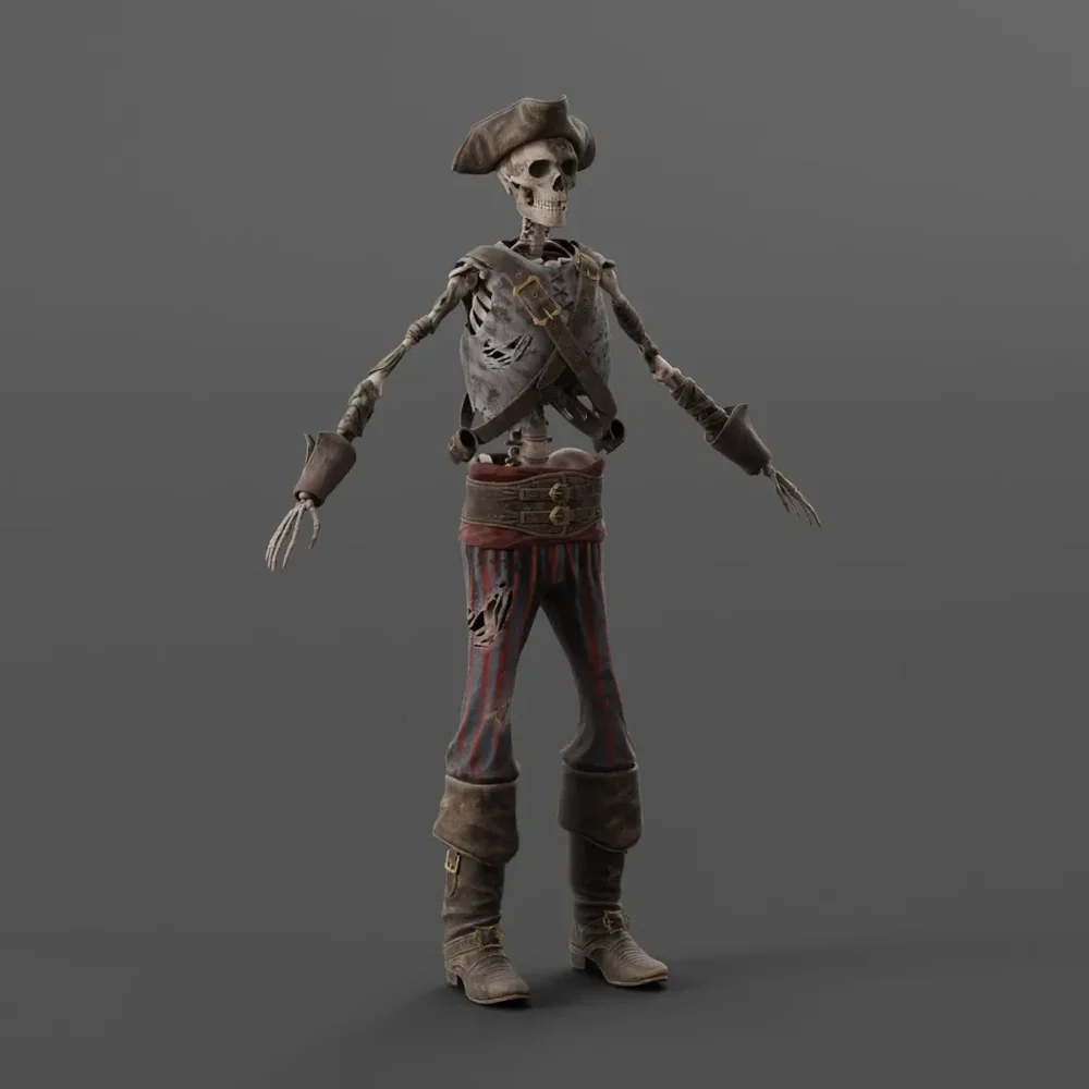 Cursed Pirate Skeleton Unrigged