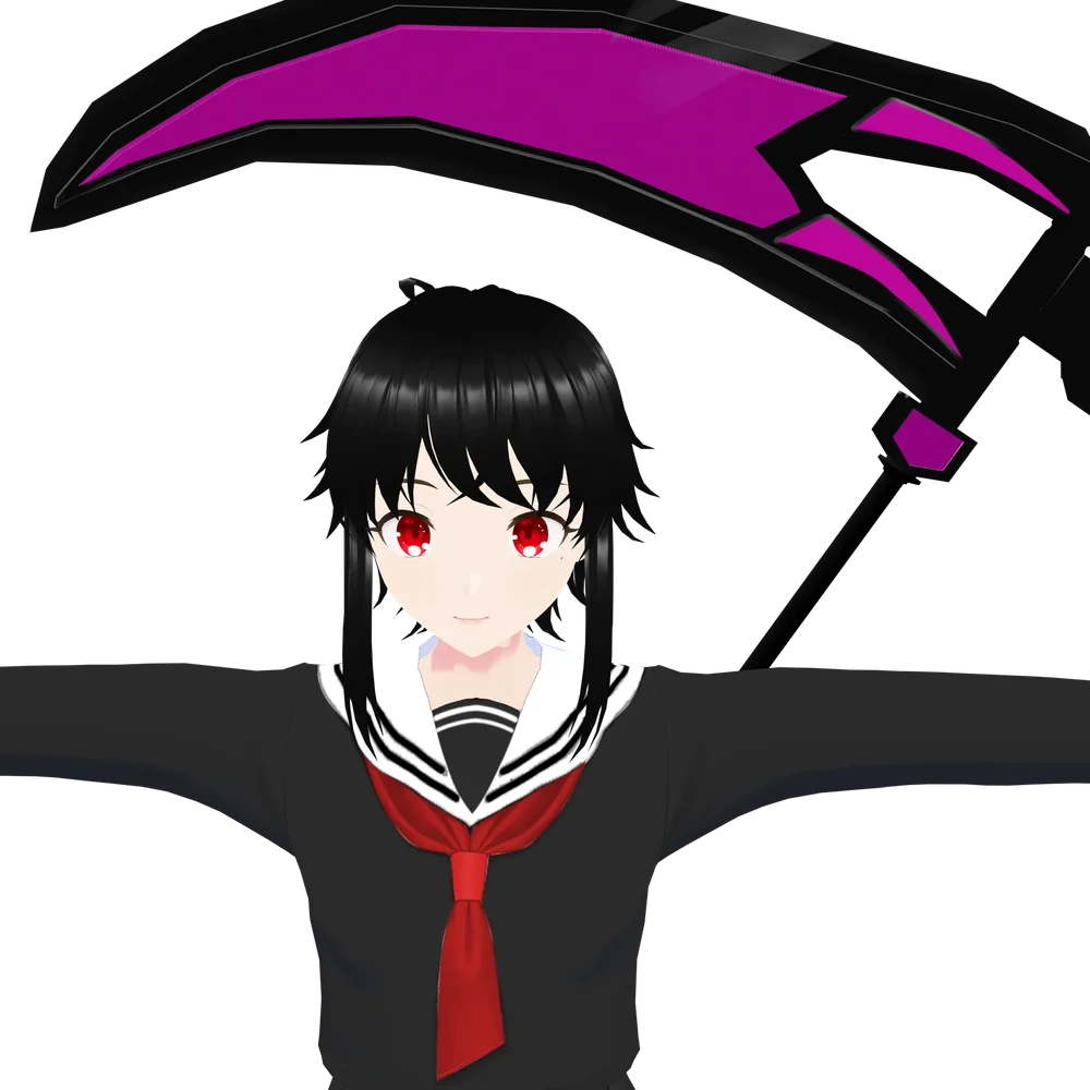 Black Uniform Girl With Scyte