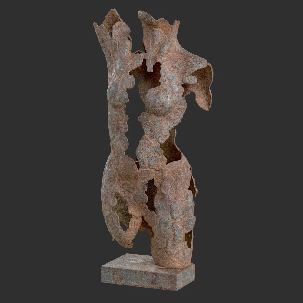 Abstract Female Torso Sculpture Rusted
