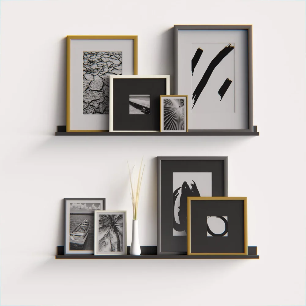 Shelf With Pictures And Decoration