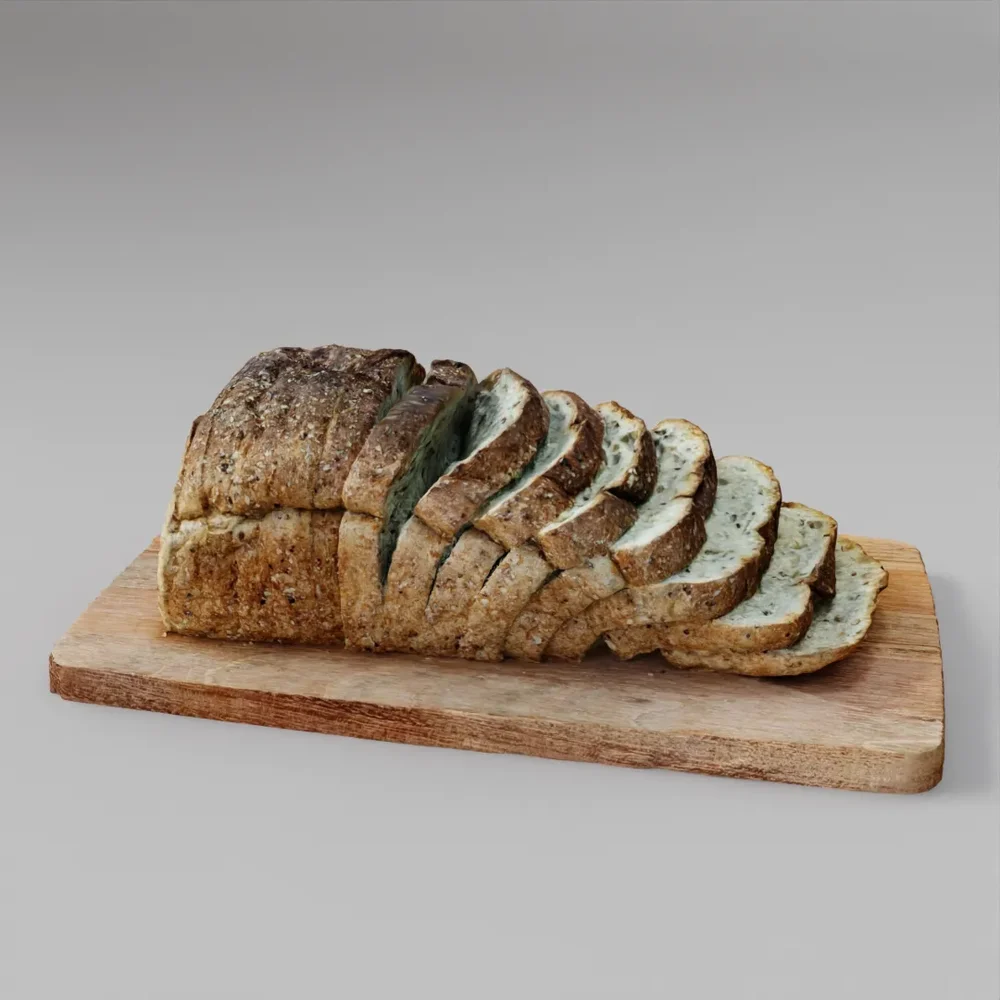 Sliced Bread Loaf On Cutting Board