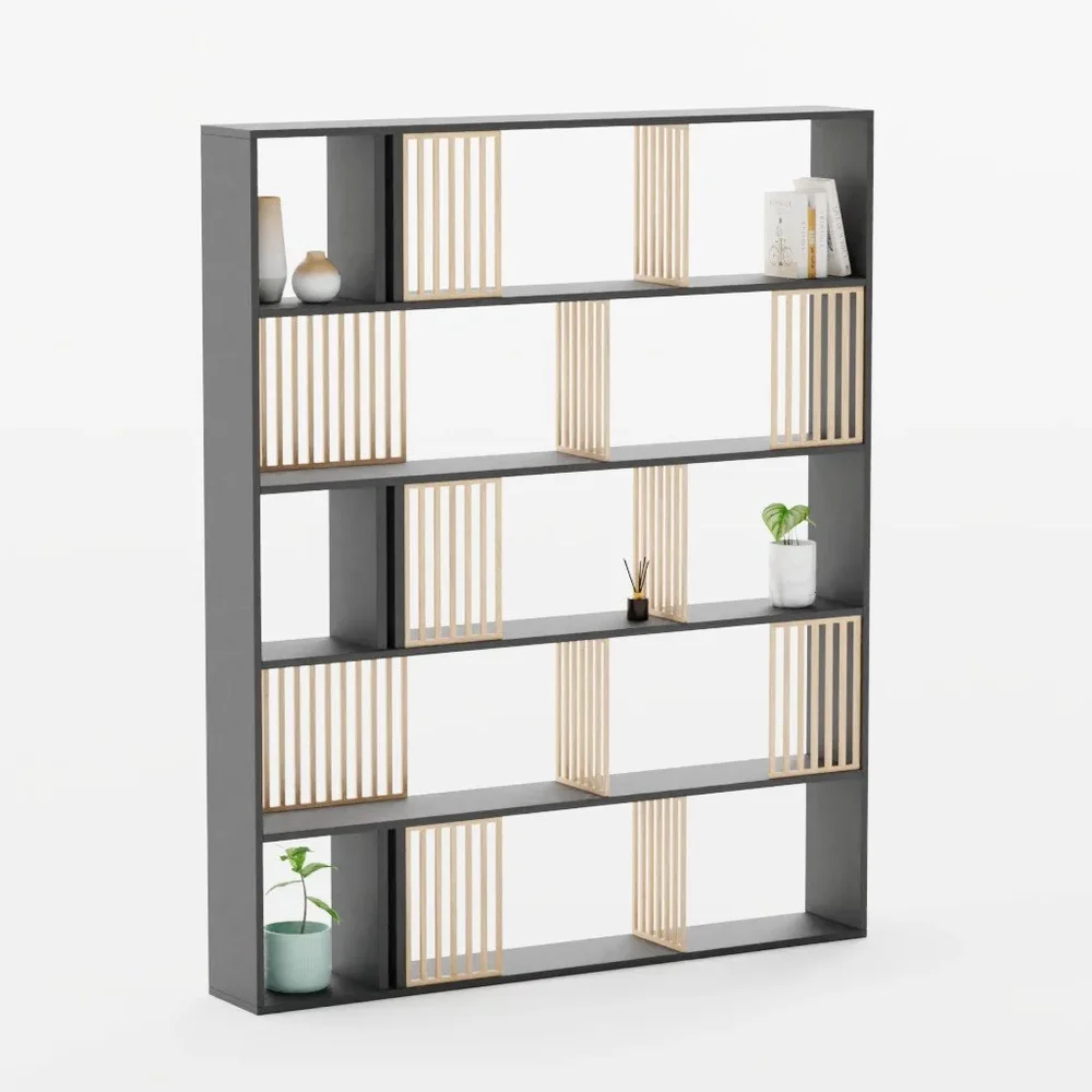 Black And Wooden Shelf Rack