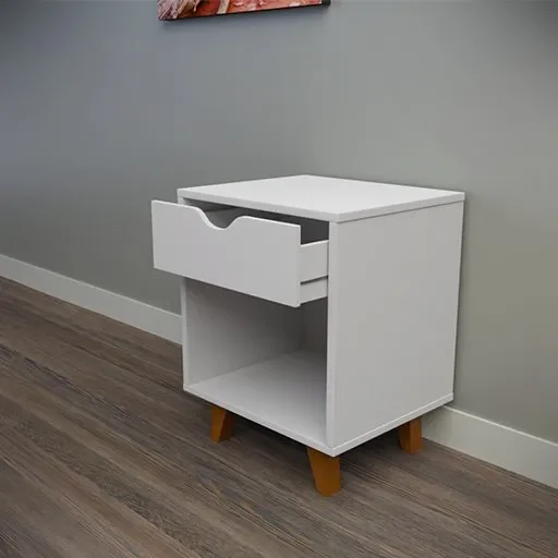 White Bedside Table With 1 Drawer And Empty Space