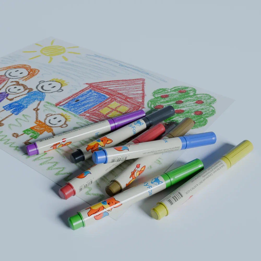 Colorful Children's Drawing With Markers