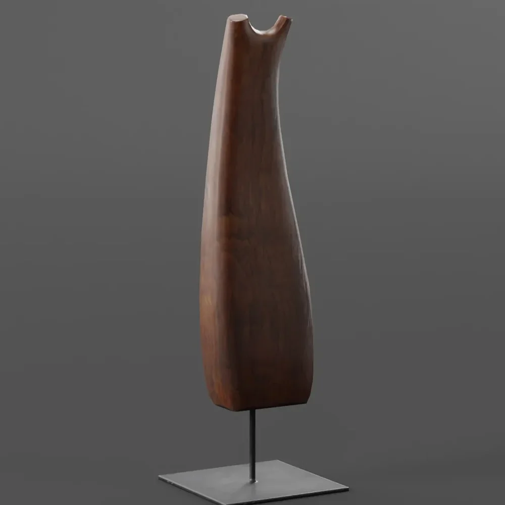Minimalist Wooden Abstract Sculpture Sculpted In Blender