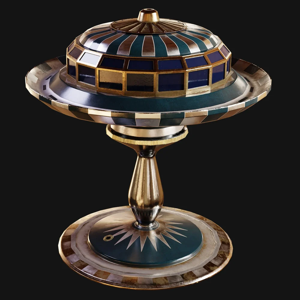 1930s Deco Streamline Saucer Lamp Ornate