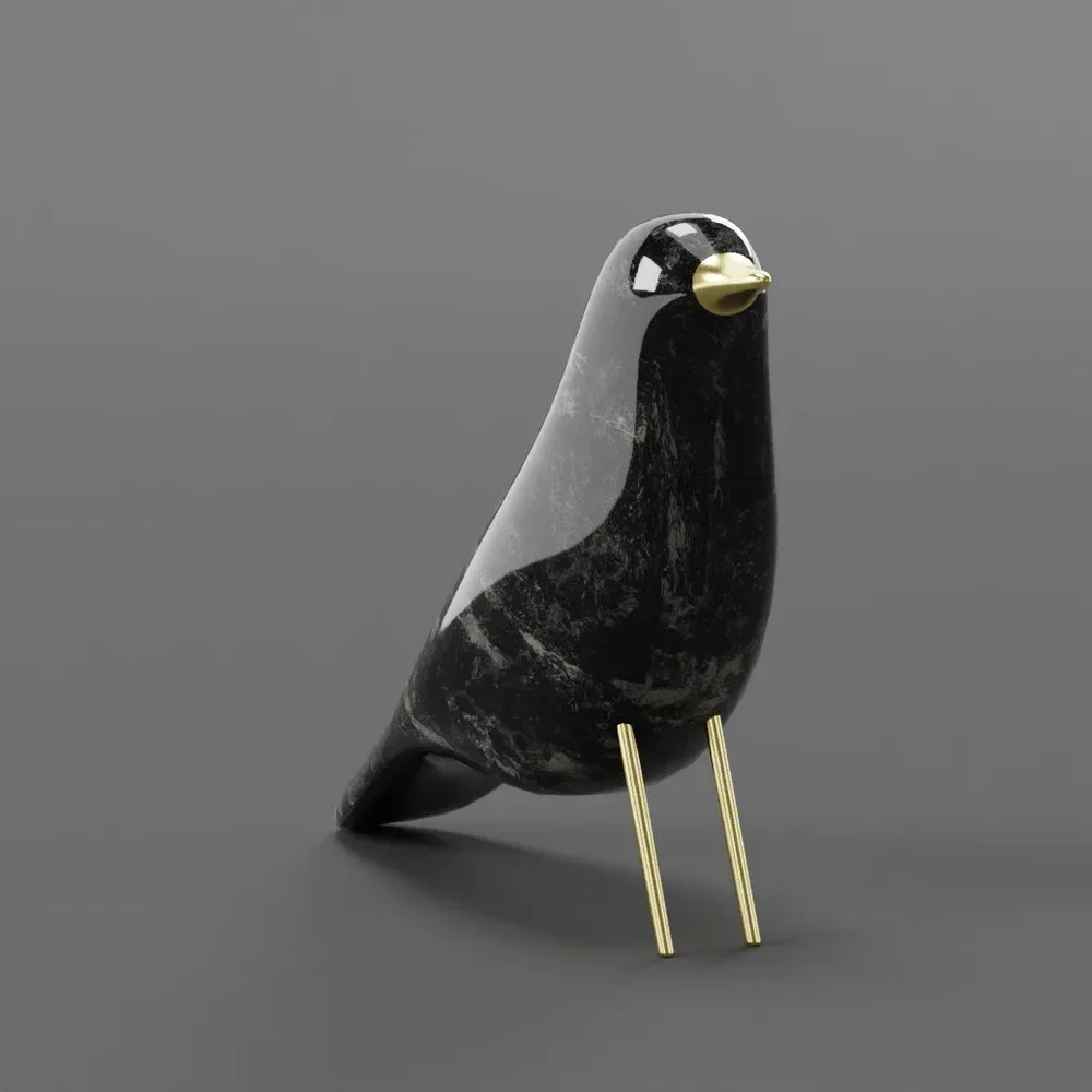 Minimalist Marble Bird Figurine