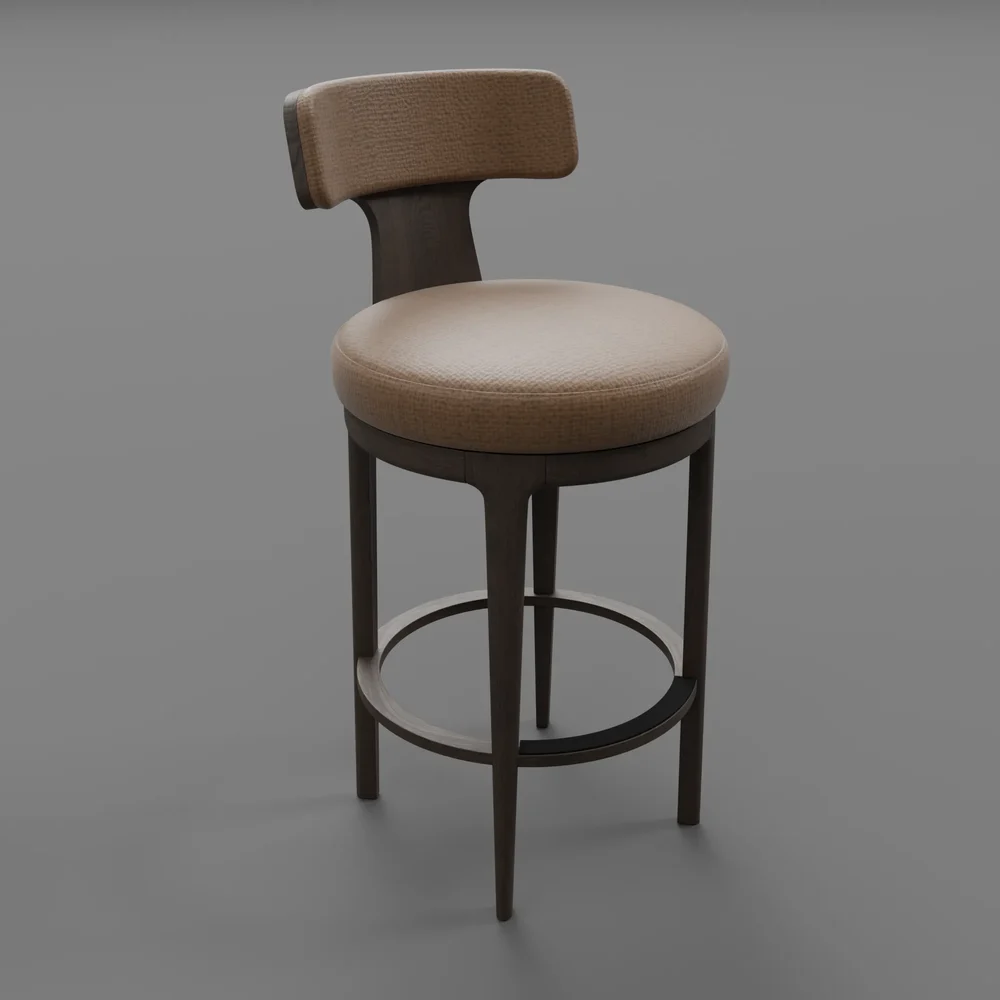 Ligne High Back Swivel Fabric Bar Stool