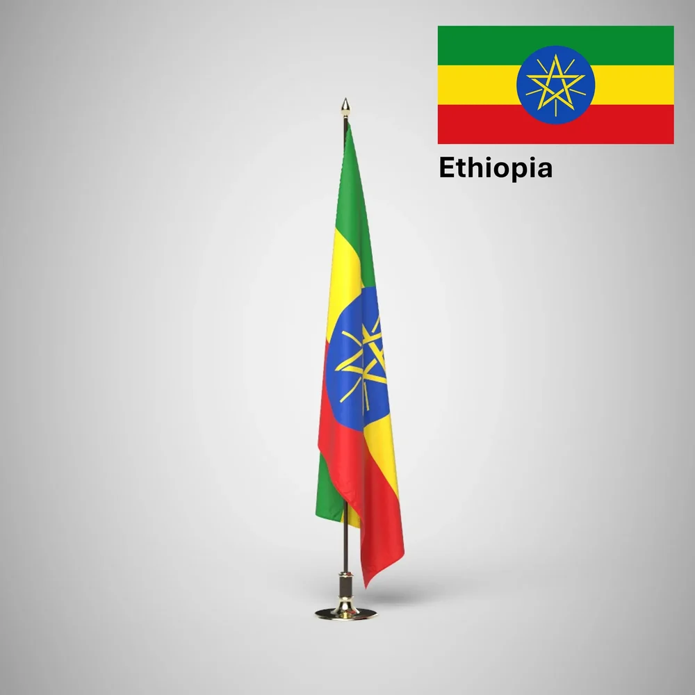 Ethiopia Ceremonial Flag On Stand