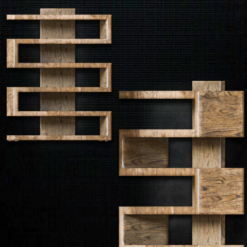 Modern Wooden Floating Shelf (Low Poly)
