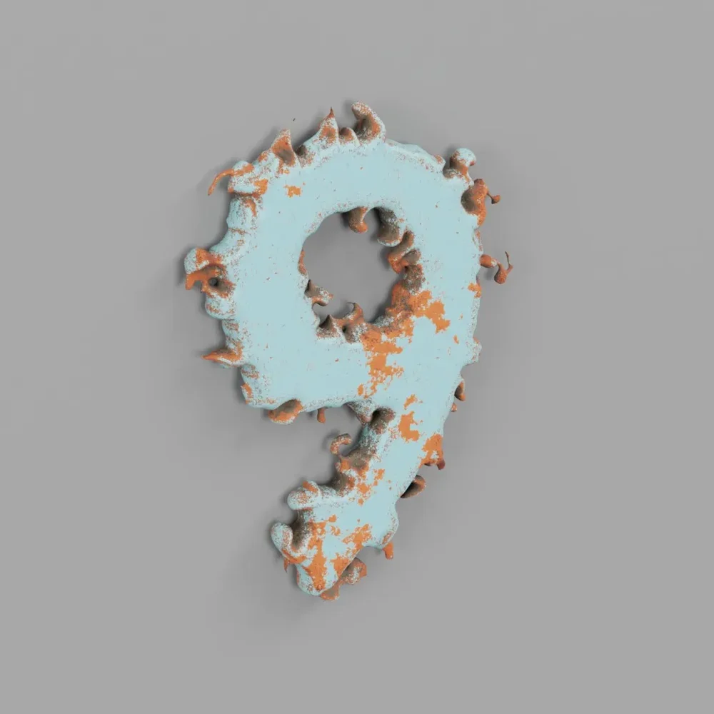Rough Metal Letter 9