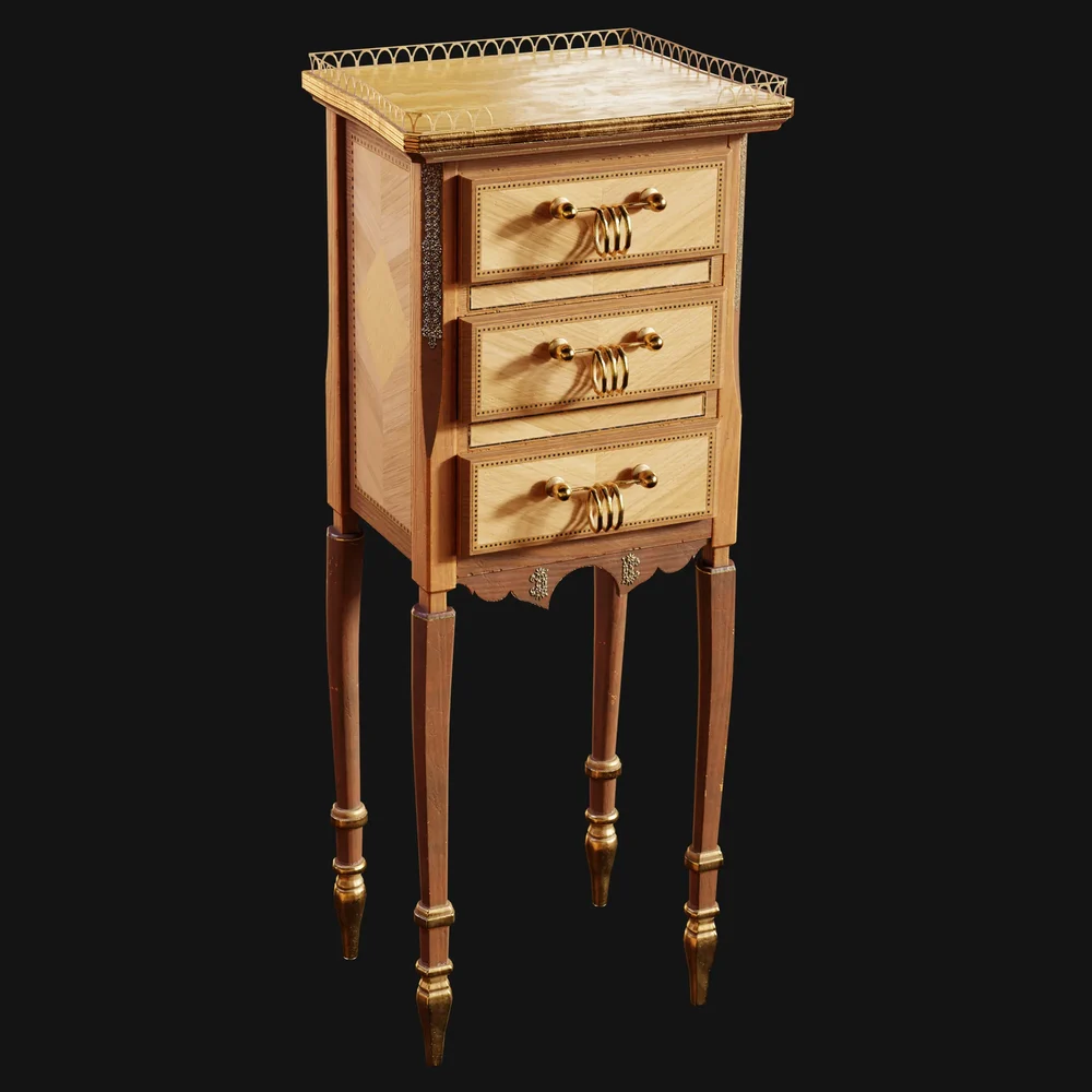 Louis Xvi Three-Drawer Table Ornate