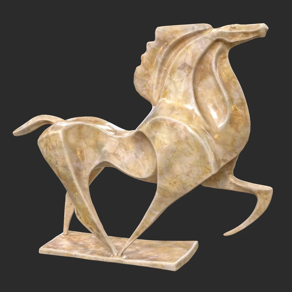 Horse Abstract Beige Marble Statue