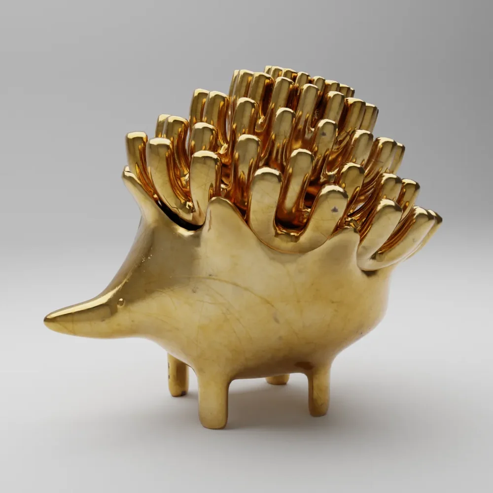 Minimalist Porcupine Metal Sculpture