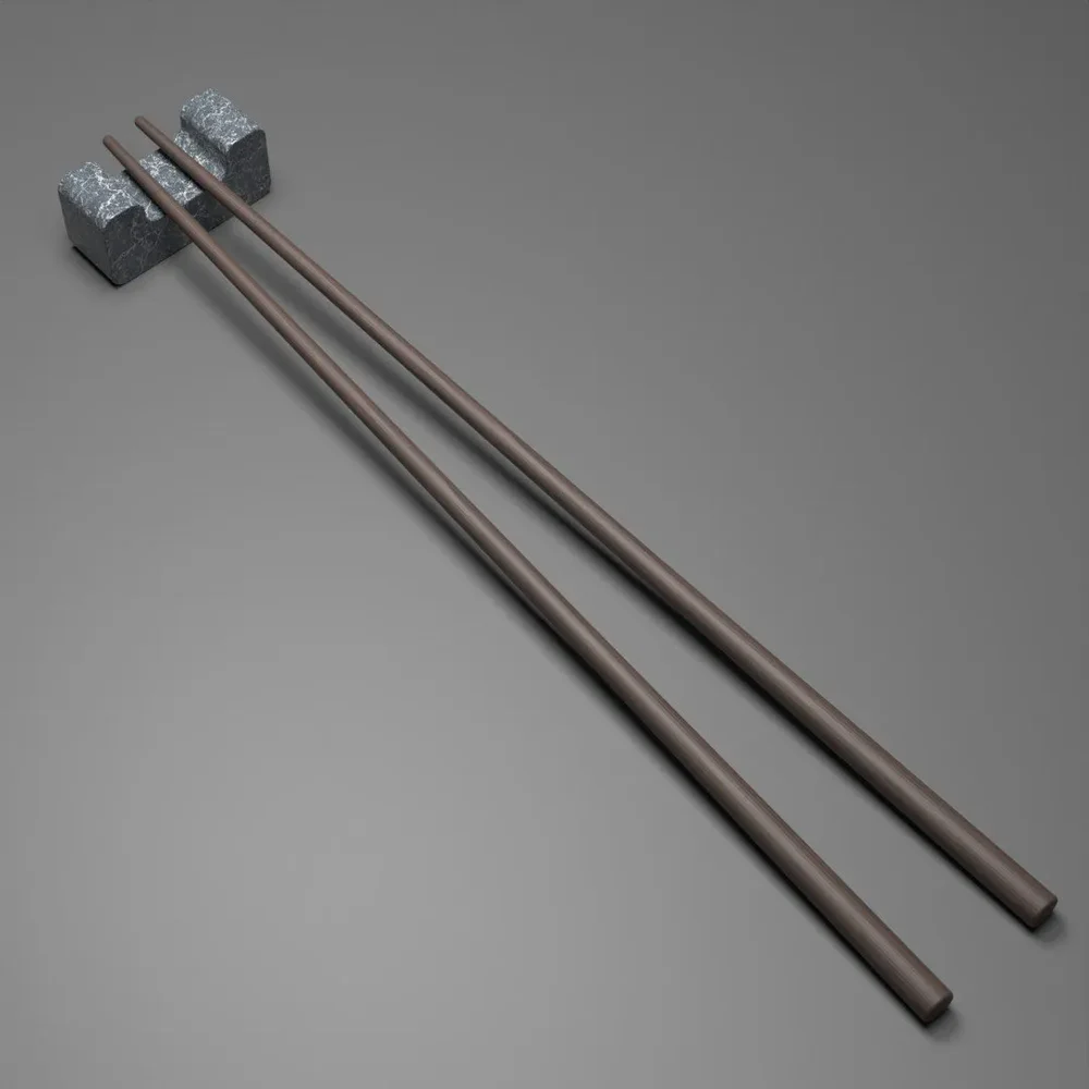 Wooden Chopstick With Resting Rock