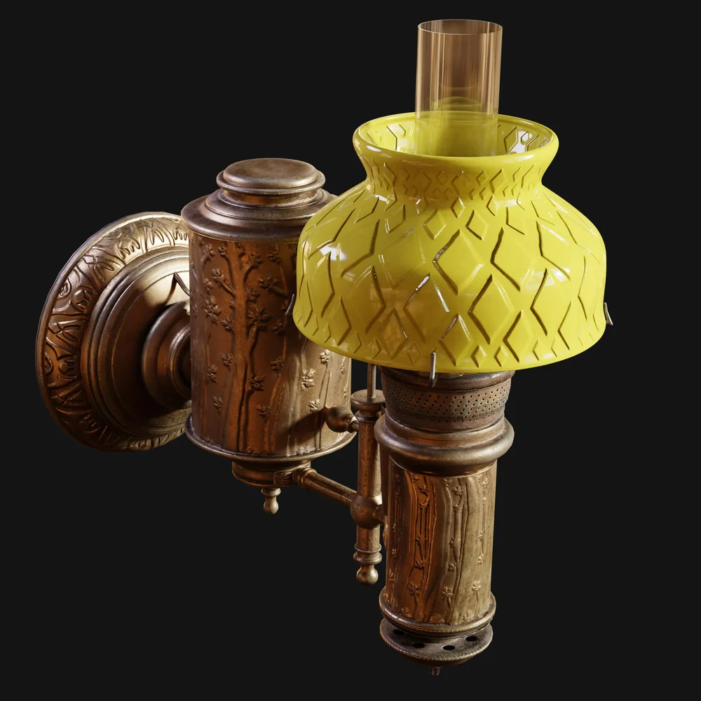 1800s Wall-Mounted Kerosene Lamp Ornate