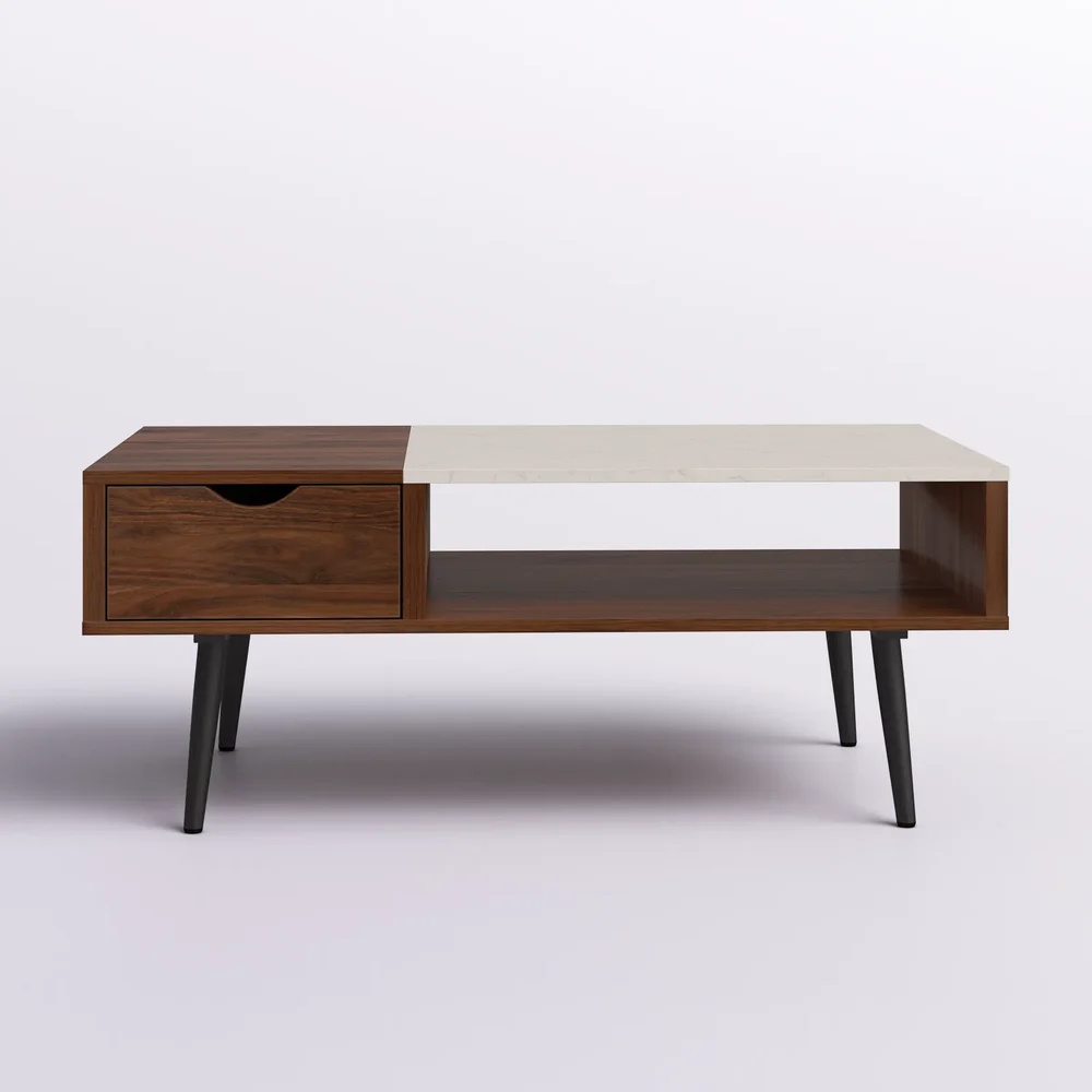 Modern Wood & Marble Coffee Table