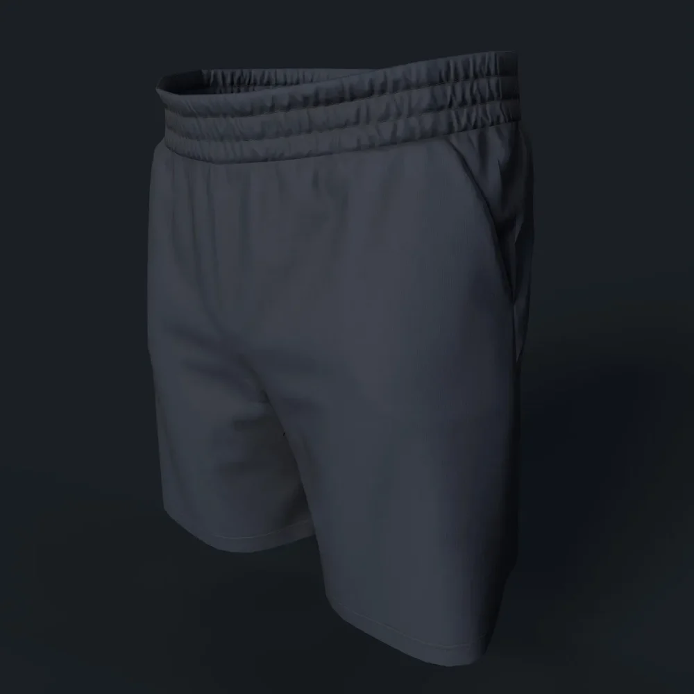 Navy Cotton Shorts With Pockets