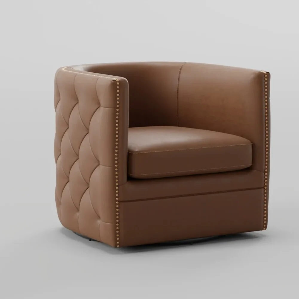 Leather Swivel Barrel Chair