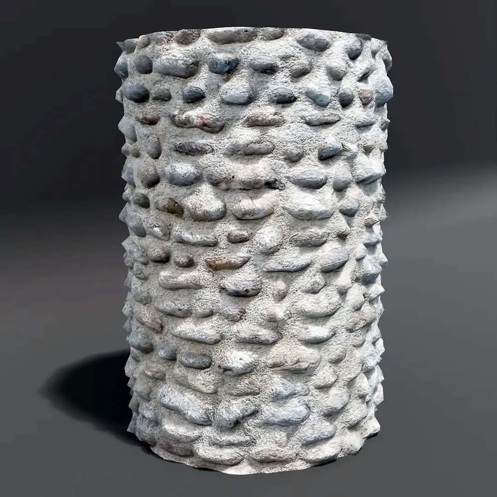 Stone Cylinder Post Pillar Dry Pebbles