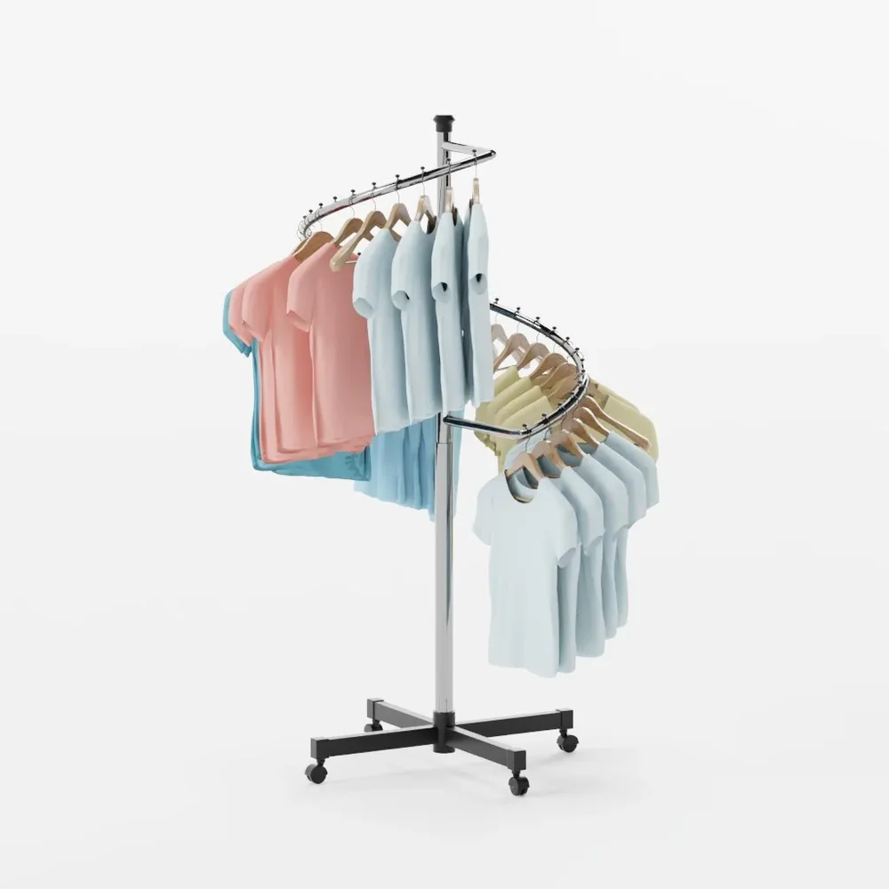 Metal Spiral Clothes Racks With T-Shirts