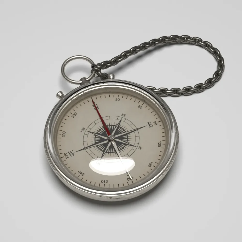 Metal Pocket Compas Antique