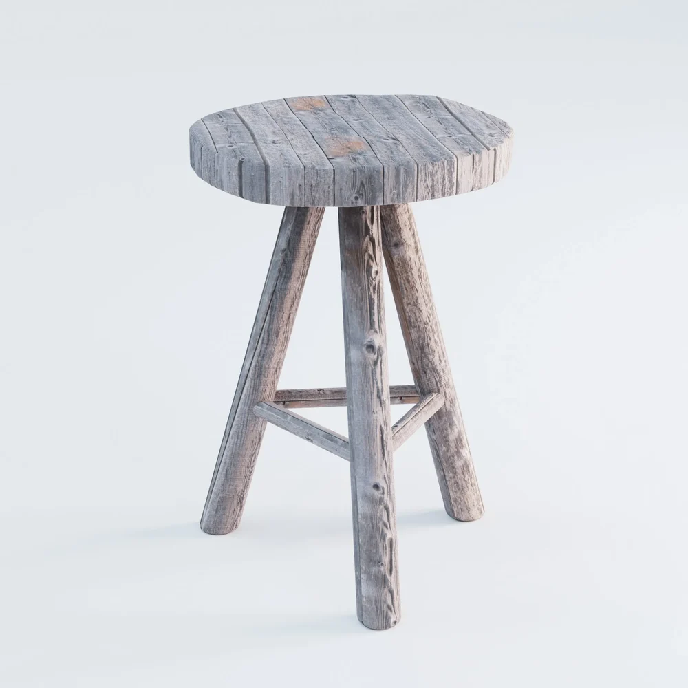Medieval Old Wooden Stool Or Chair