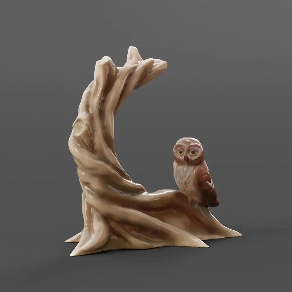 Owl On Twisted Branch Figurine
