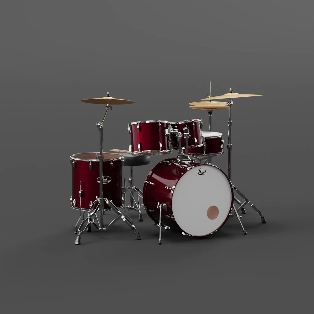 Pearl Bl Cherry Drum Set