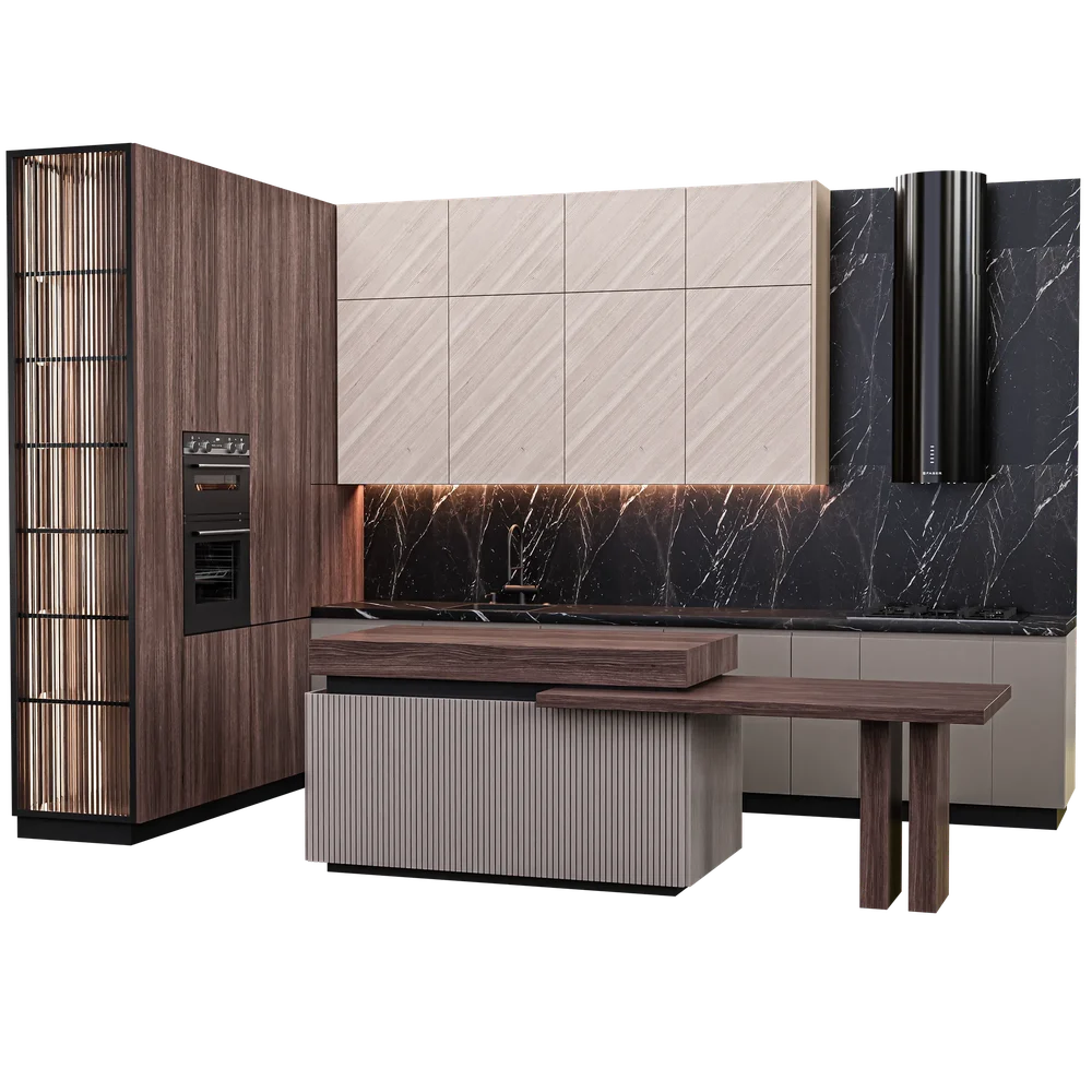 Modern Kitchen And Breakfast Table