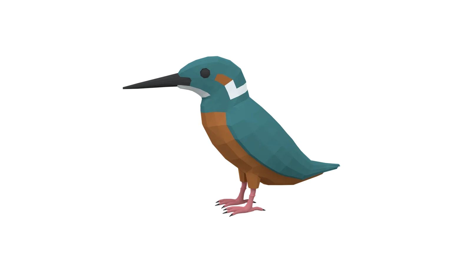 Low Poly Cartoon River Kingfisher