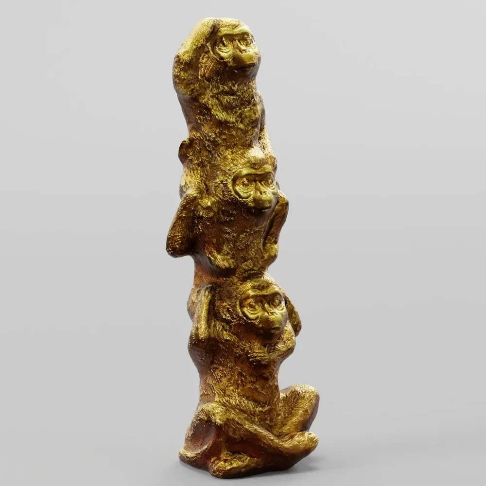 Monkeys Ornament Statue 3d Scan