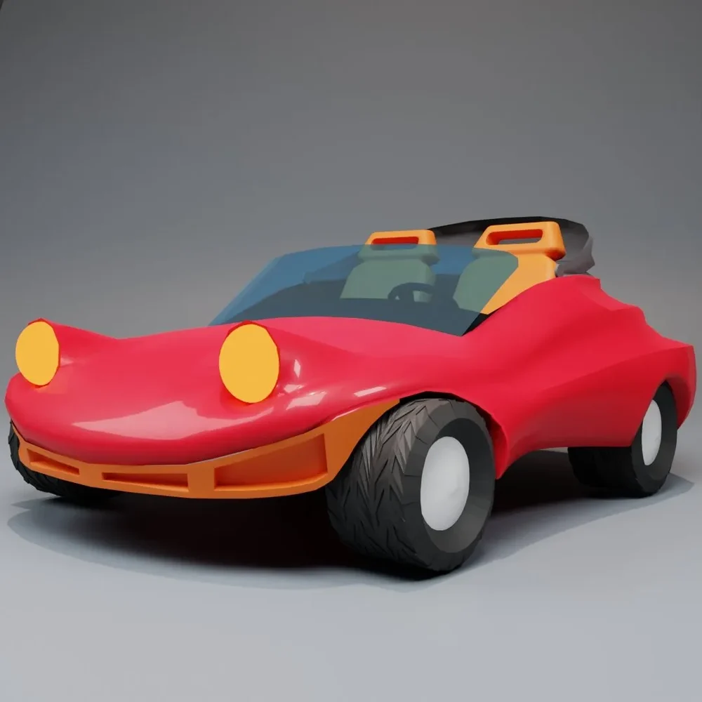 Stylized Cartoon Car Lowpoly