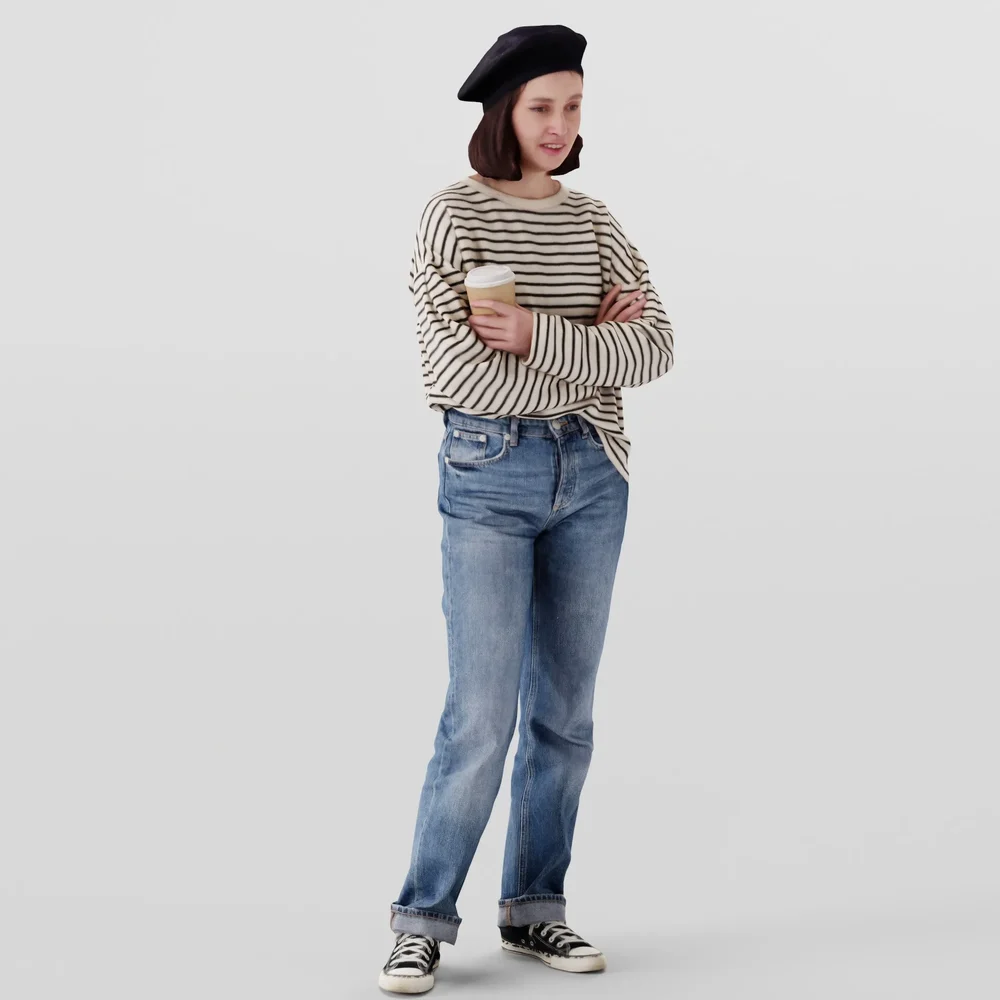 Girl In A Beret With Coffee