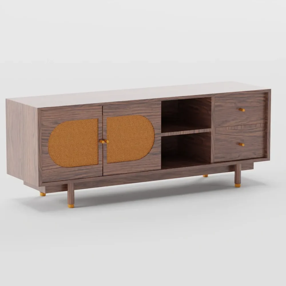 Tv Unit With Cane Panel Cabinet