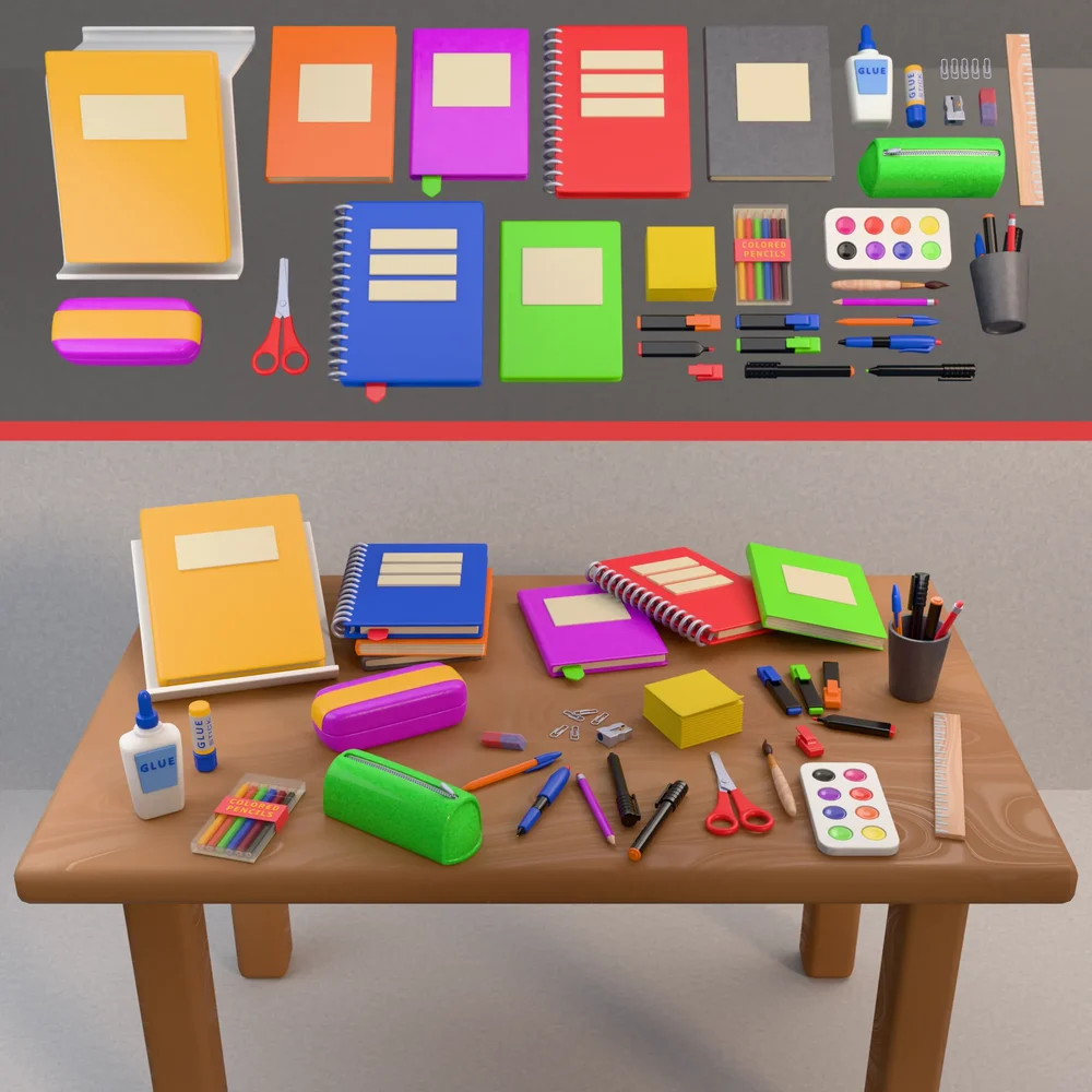 Stylized School Supplies