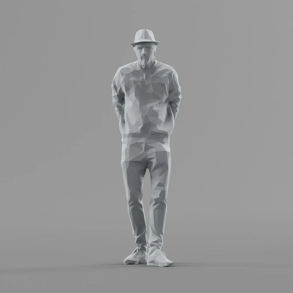 Lowpoly Male Leans On Rail