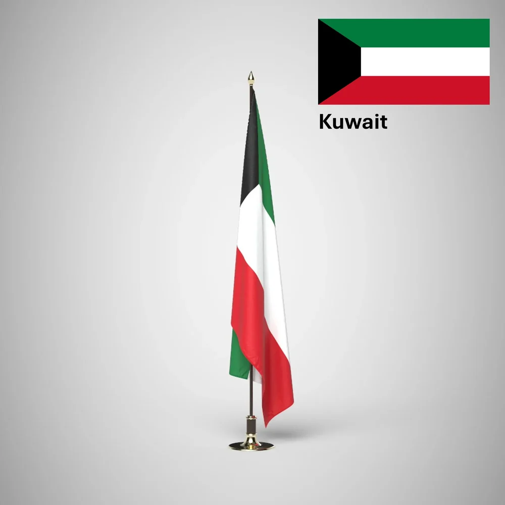Kuwait Ceremonial Flag On Stand
