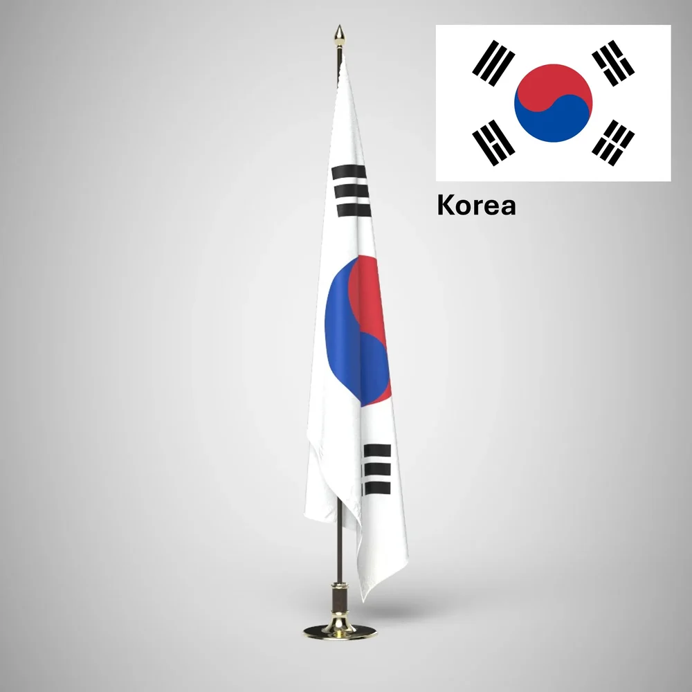 Korea Ceremonial Flag On Stand
