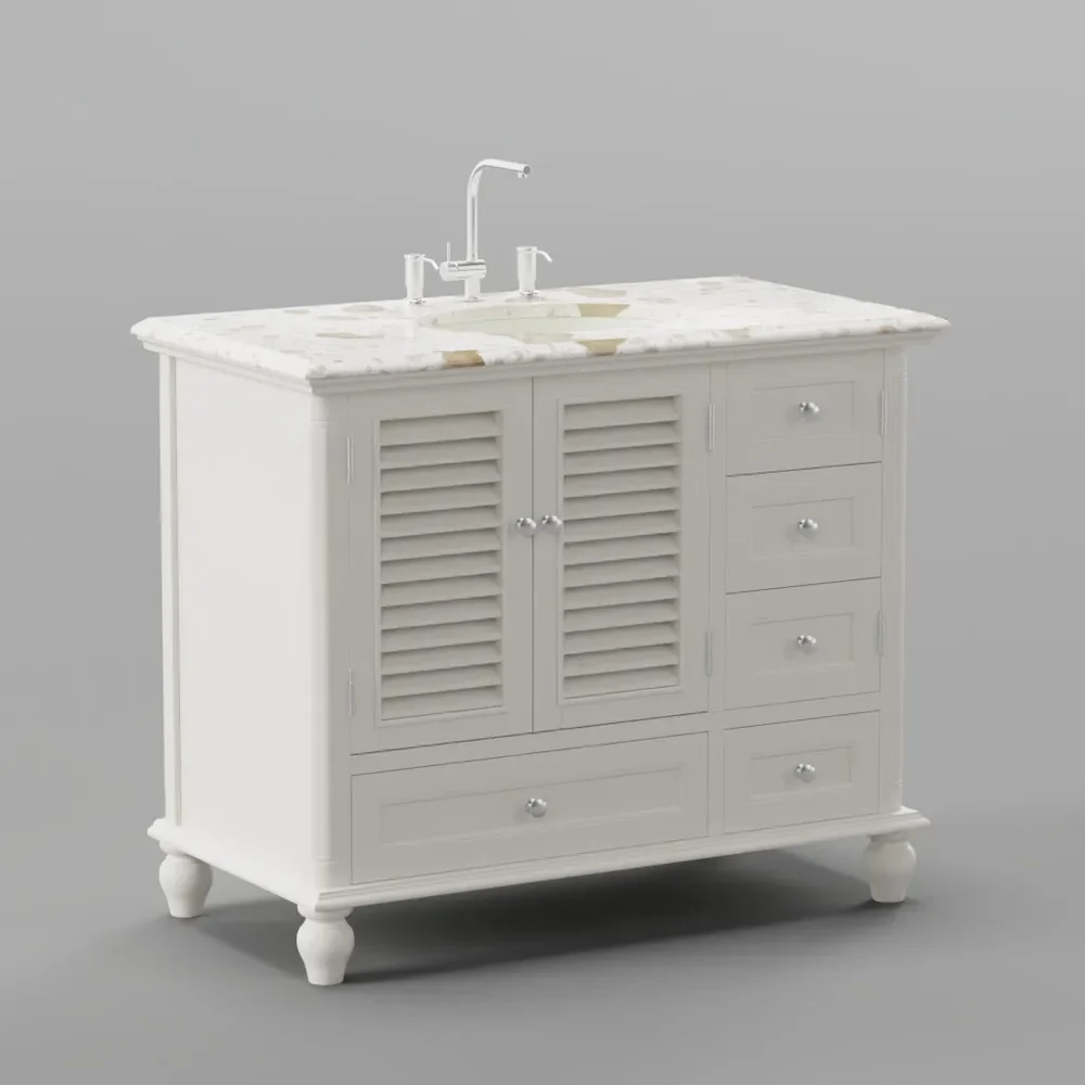 Single Bathroom Vanity With Marble Top