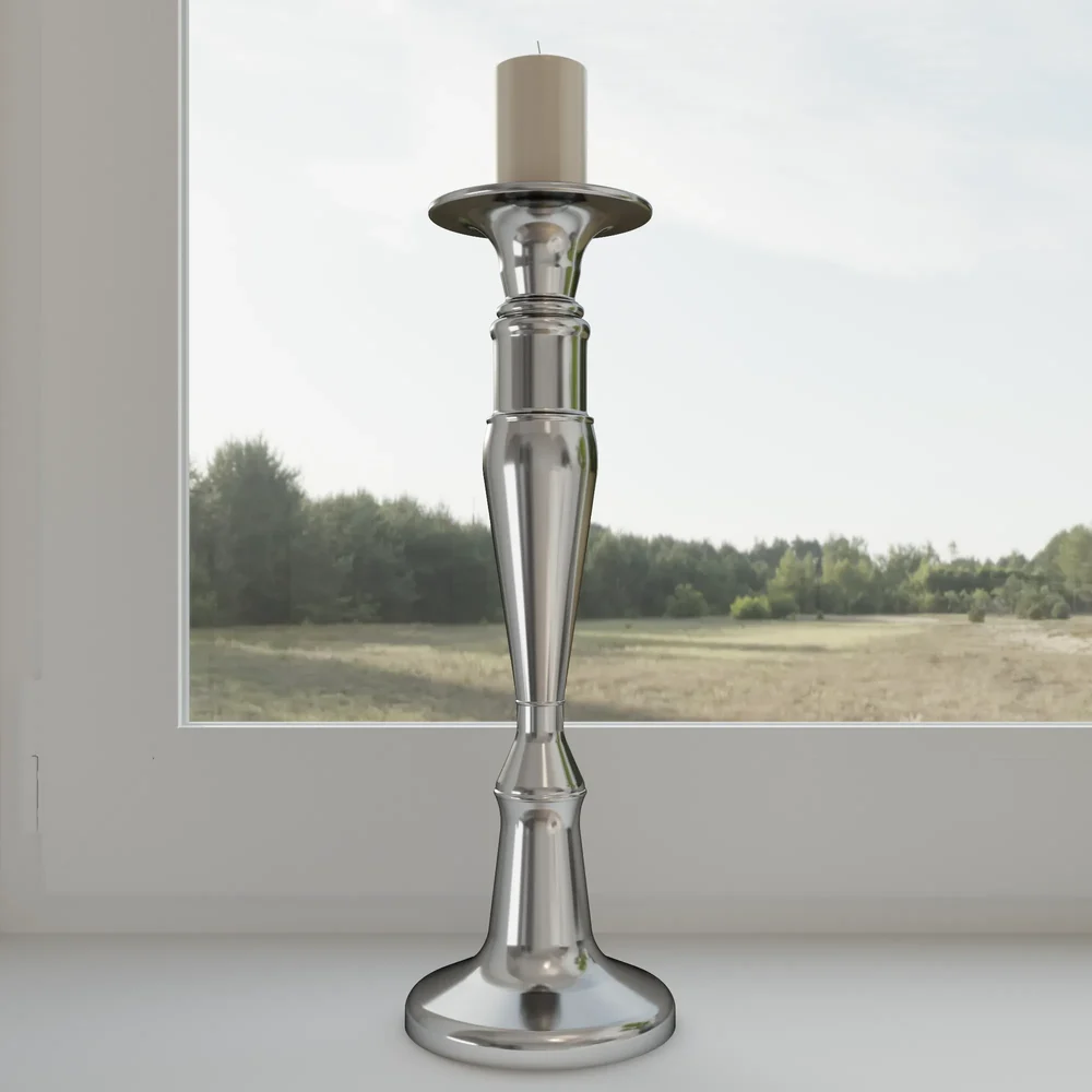 Silver Candle Holder With Candle