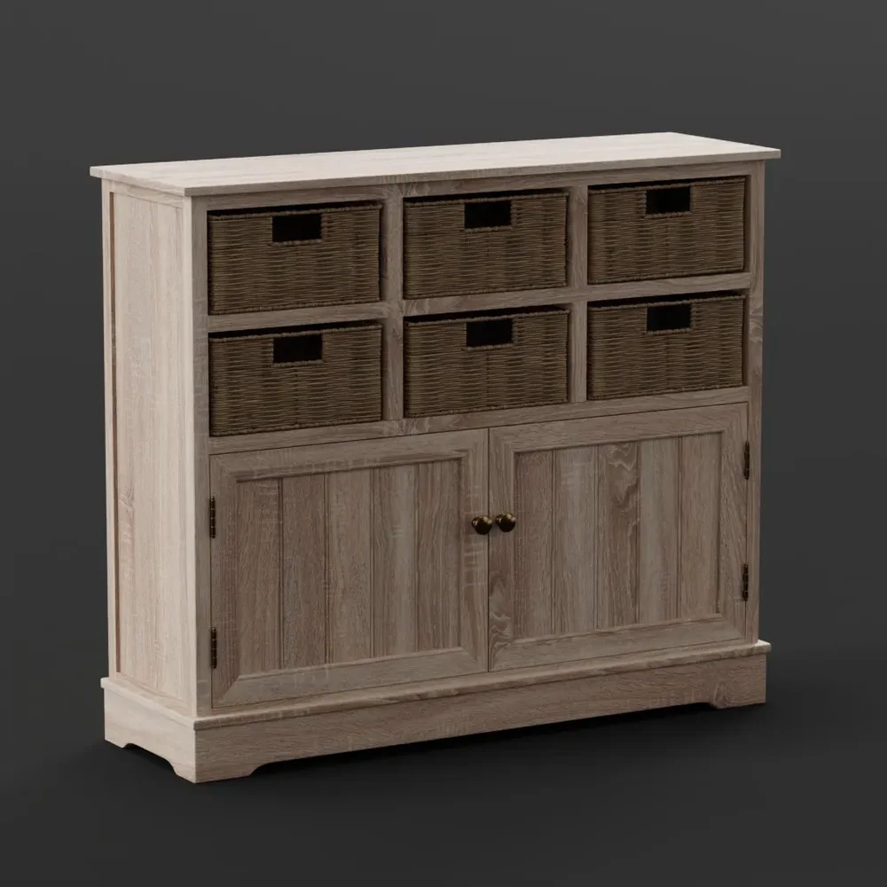 Rustic Cabinet With Wicker Drawers