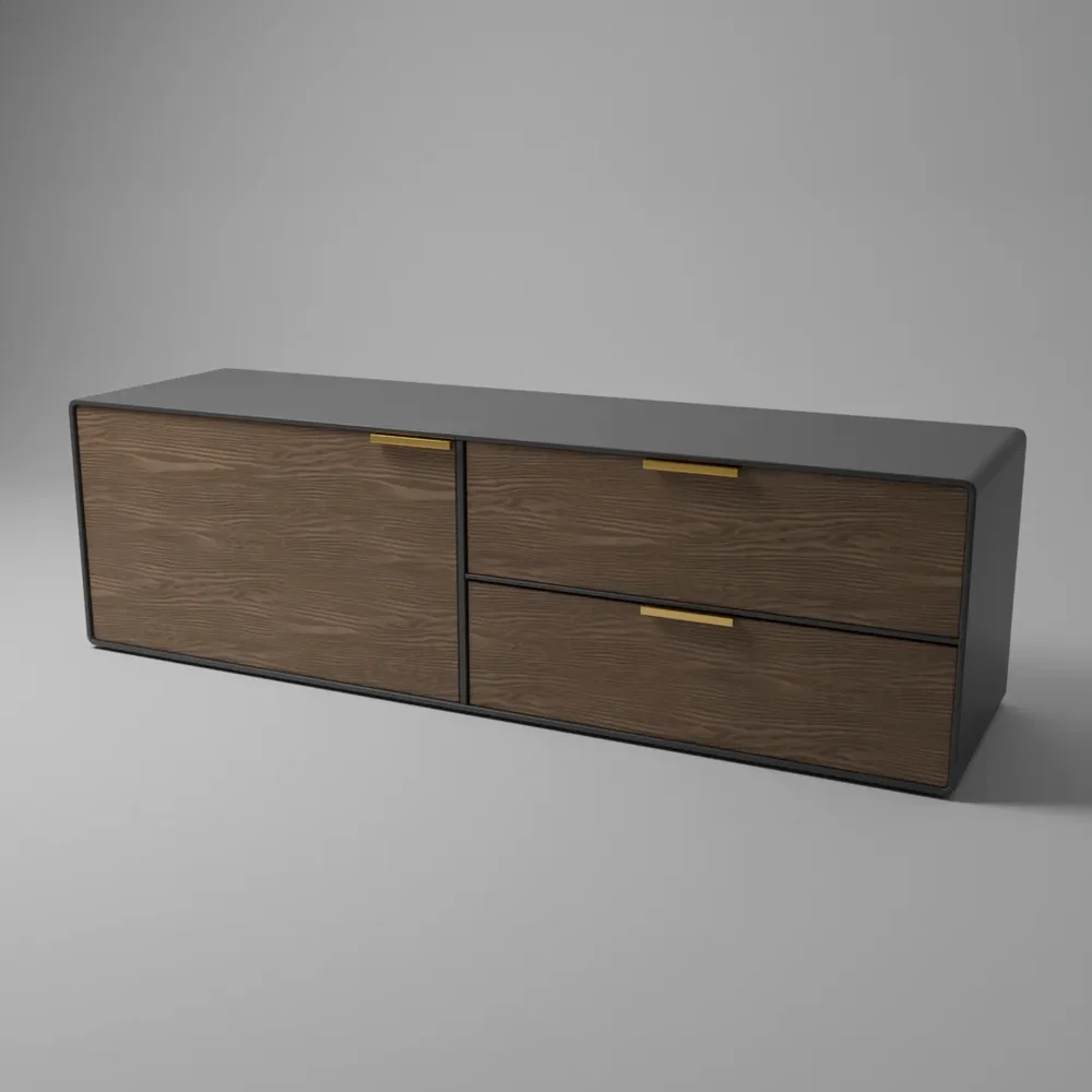 Wooden Black Matt Tv Cabinet