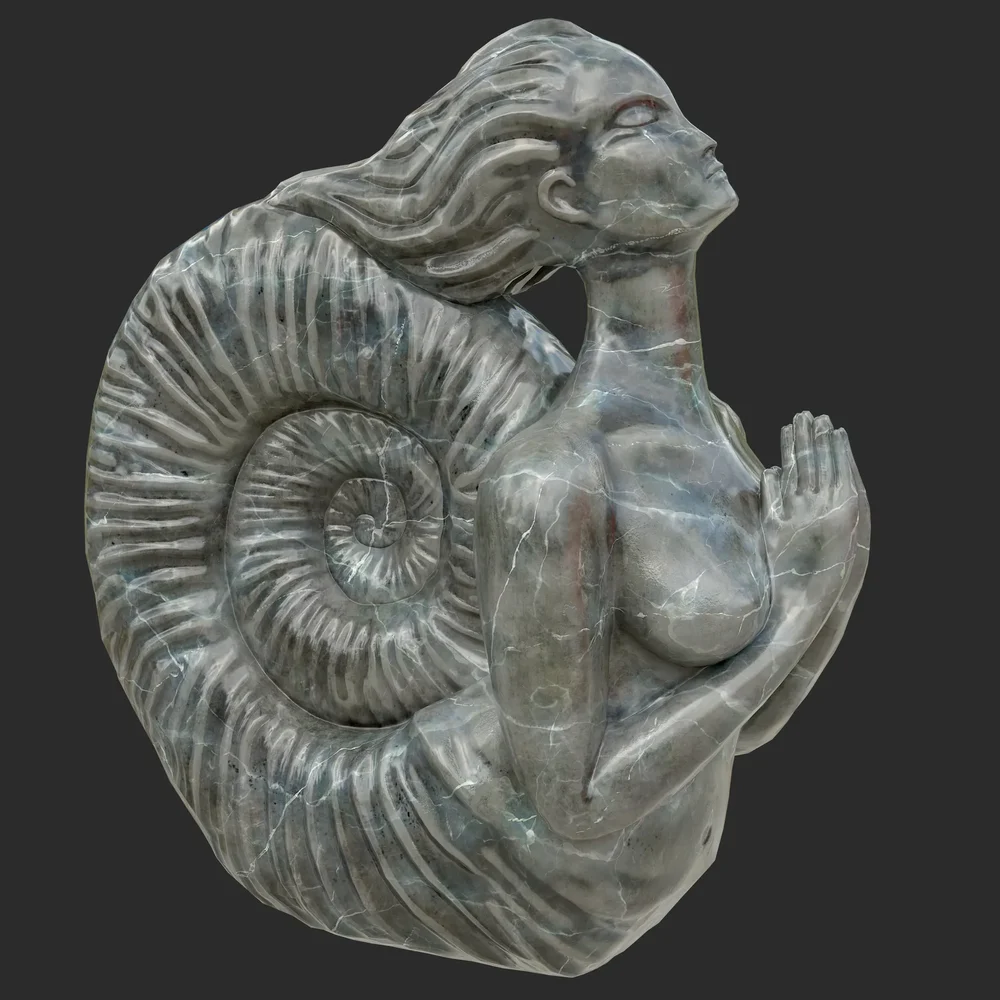 Siren Black Marble Statue