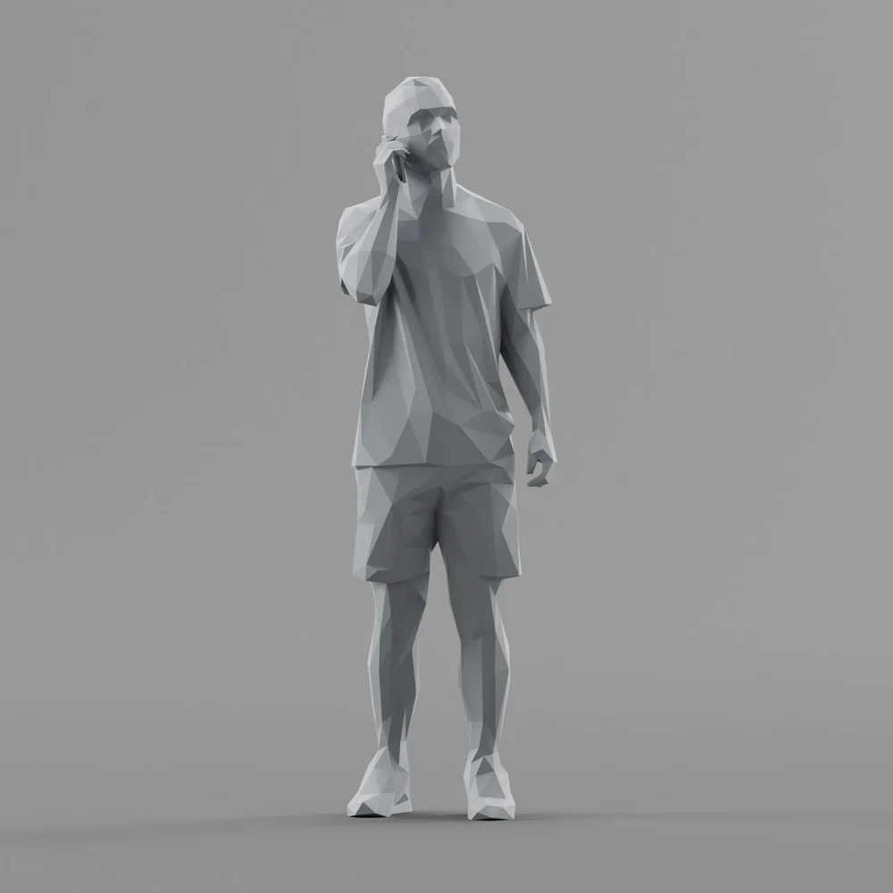Lowpoly Guy Talking By Smatrphone