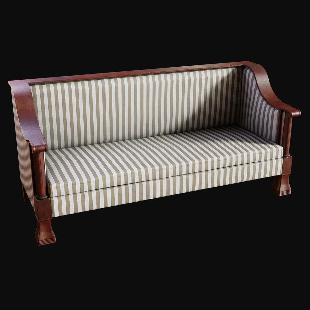 1920 Empire-Revival Box Sofa Striped
