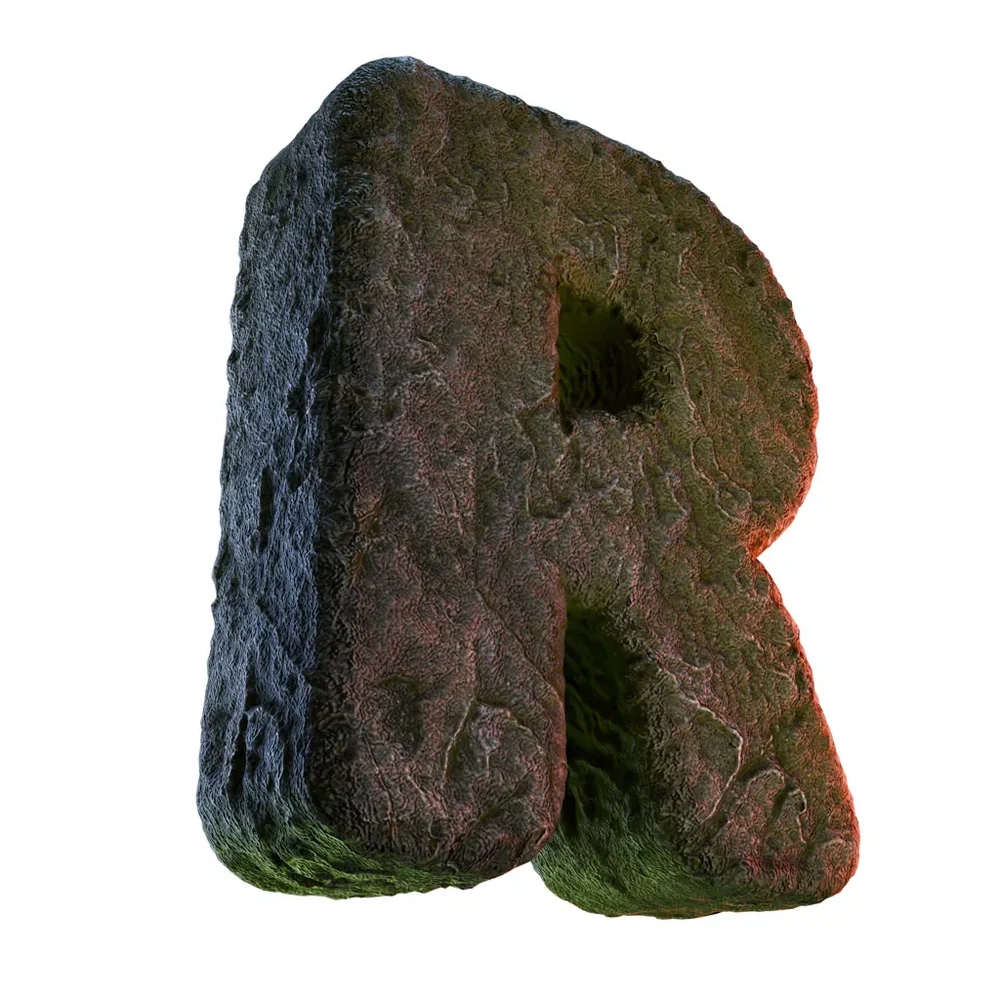 R Letter Of Alphabet Stone Carved